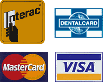 Interac, Dentalcard, Mastercard and Visa accepted
